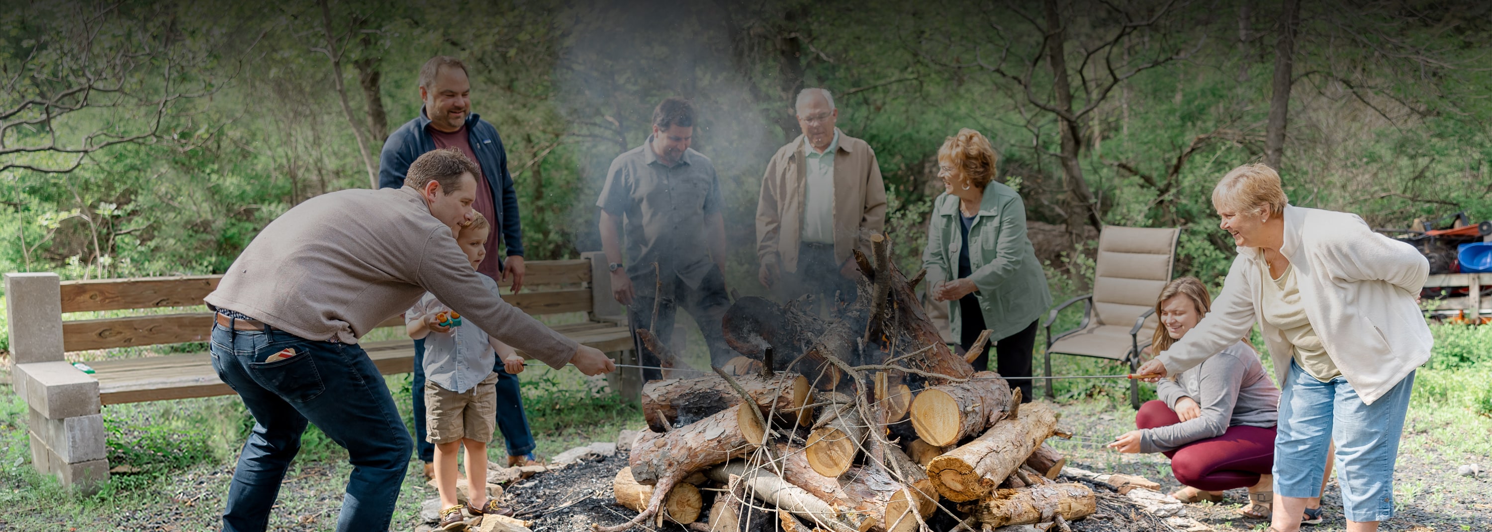 group around campfire